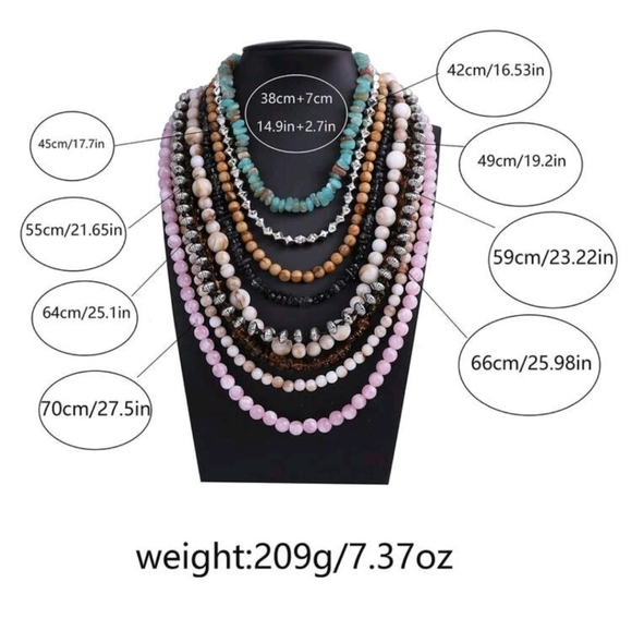 Womens Multi Layered Natural Stone Necklace - Picture 5 of 5